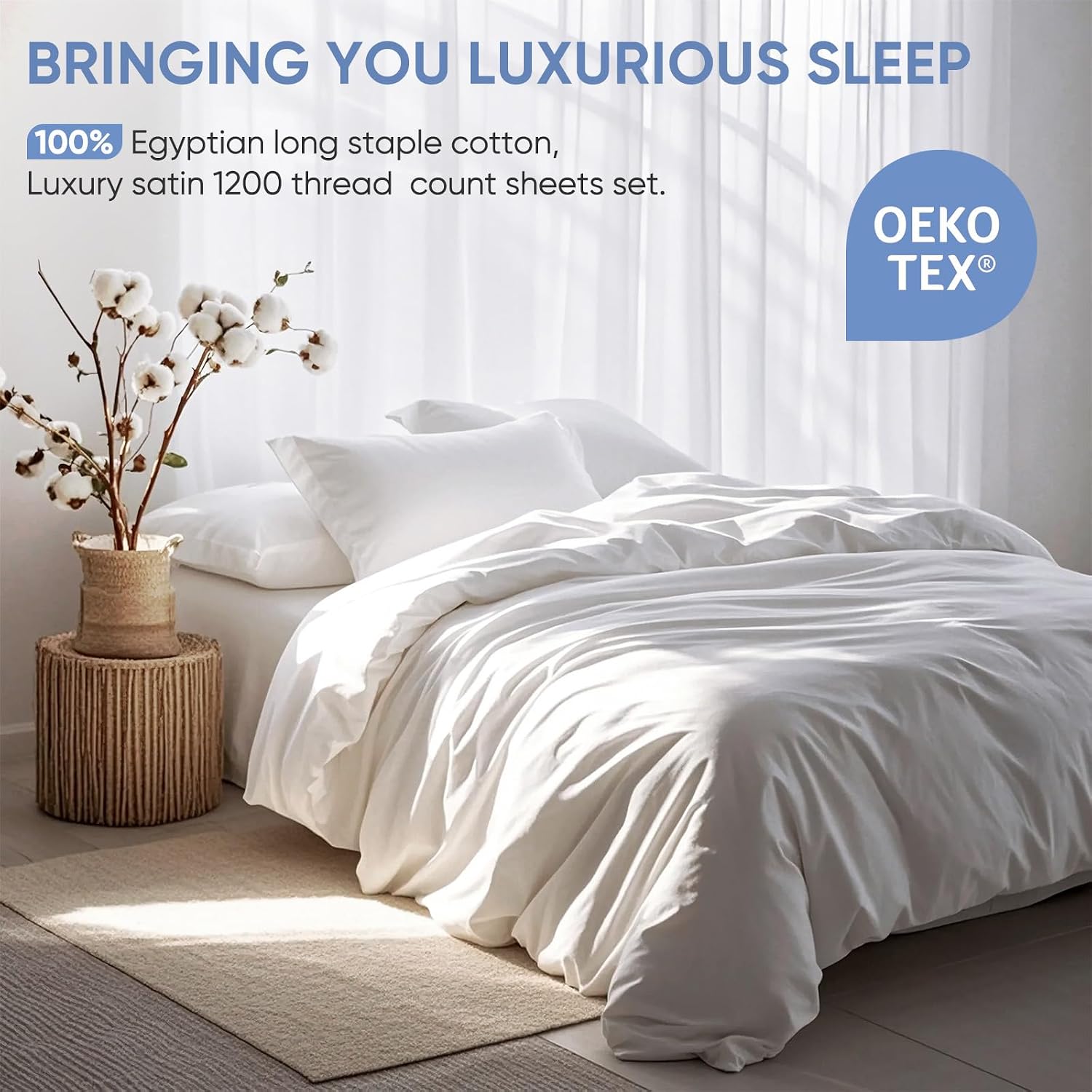 1200 TC 100% Egyptian Long-Staple Cotton Sheets