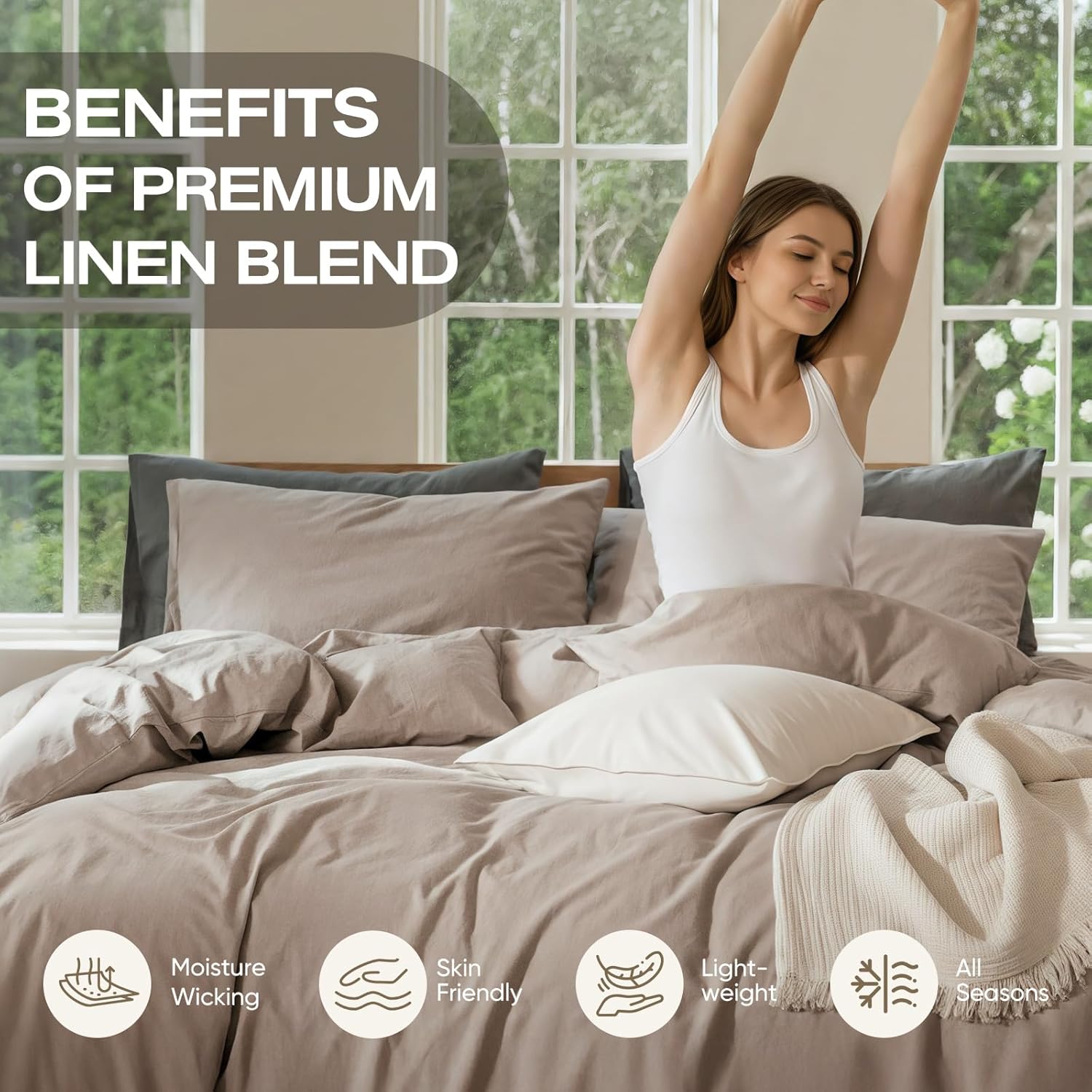 100% Pure Linen Blend Sheets Set-4 Piece