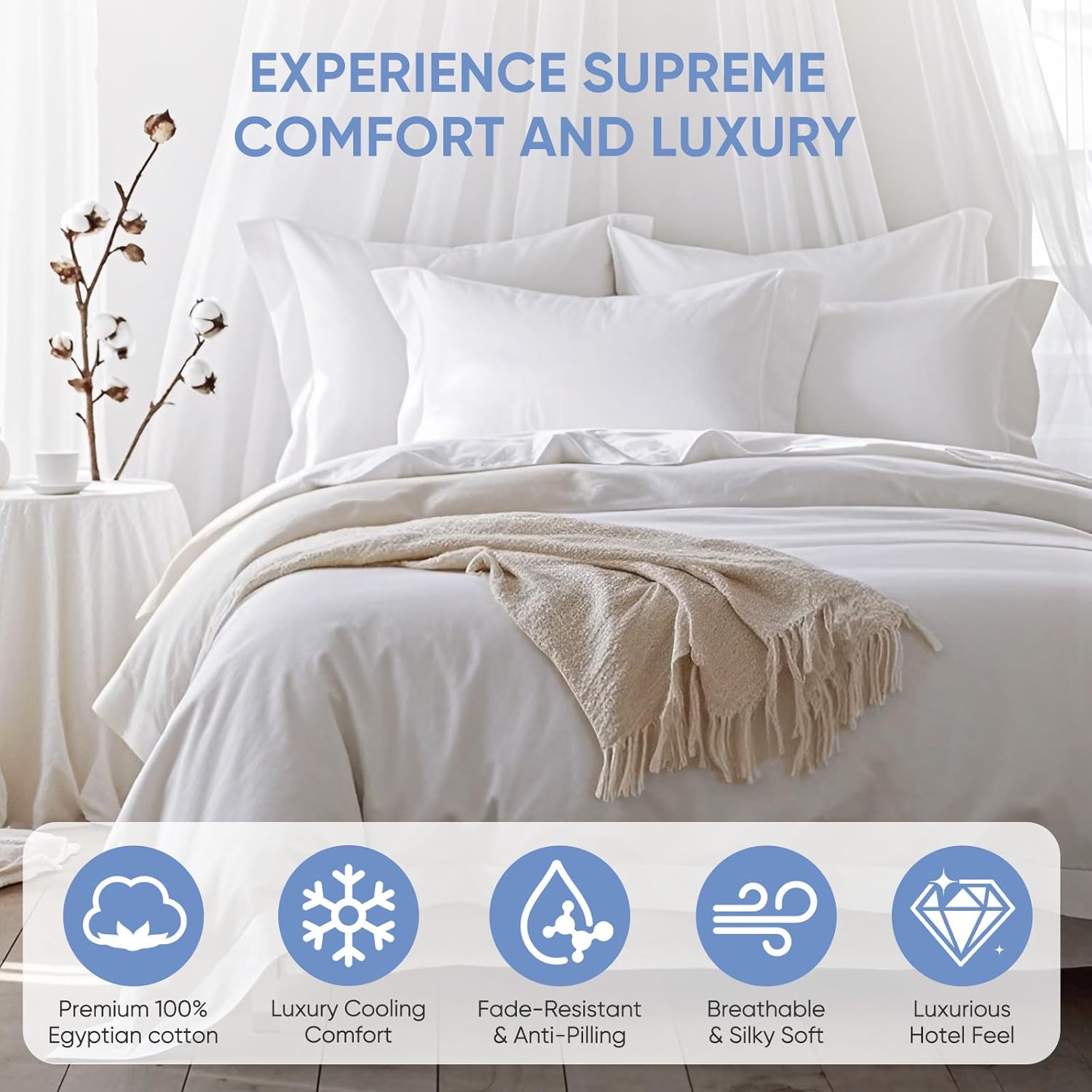 1200 TC 100% Egyptian Long-Staple Cotton Sheets