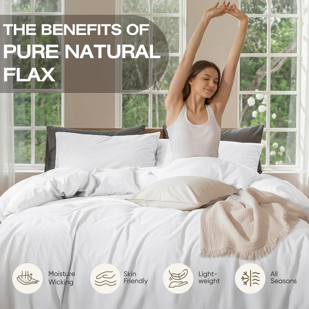 100% Pure French Flax Linen Blend Duvet Cover Set