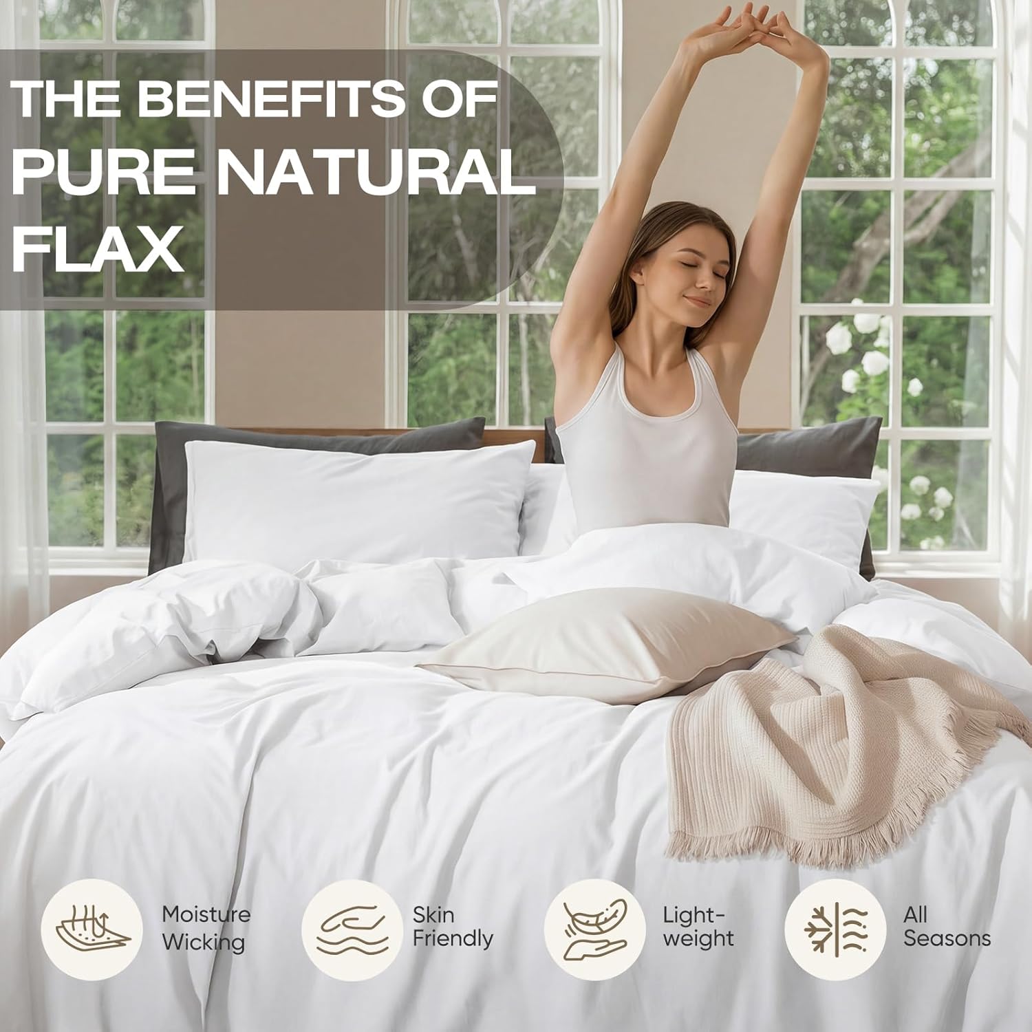 100% Pure French Flax Linen Blend Duvet Cover Set