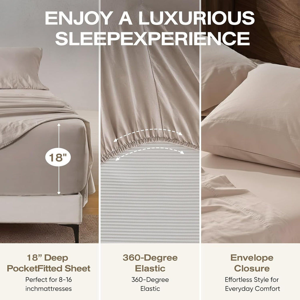 100% Pure Linen Blend Sheets Set-4 Piece