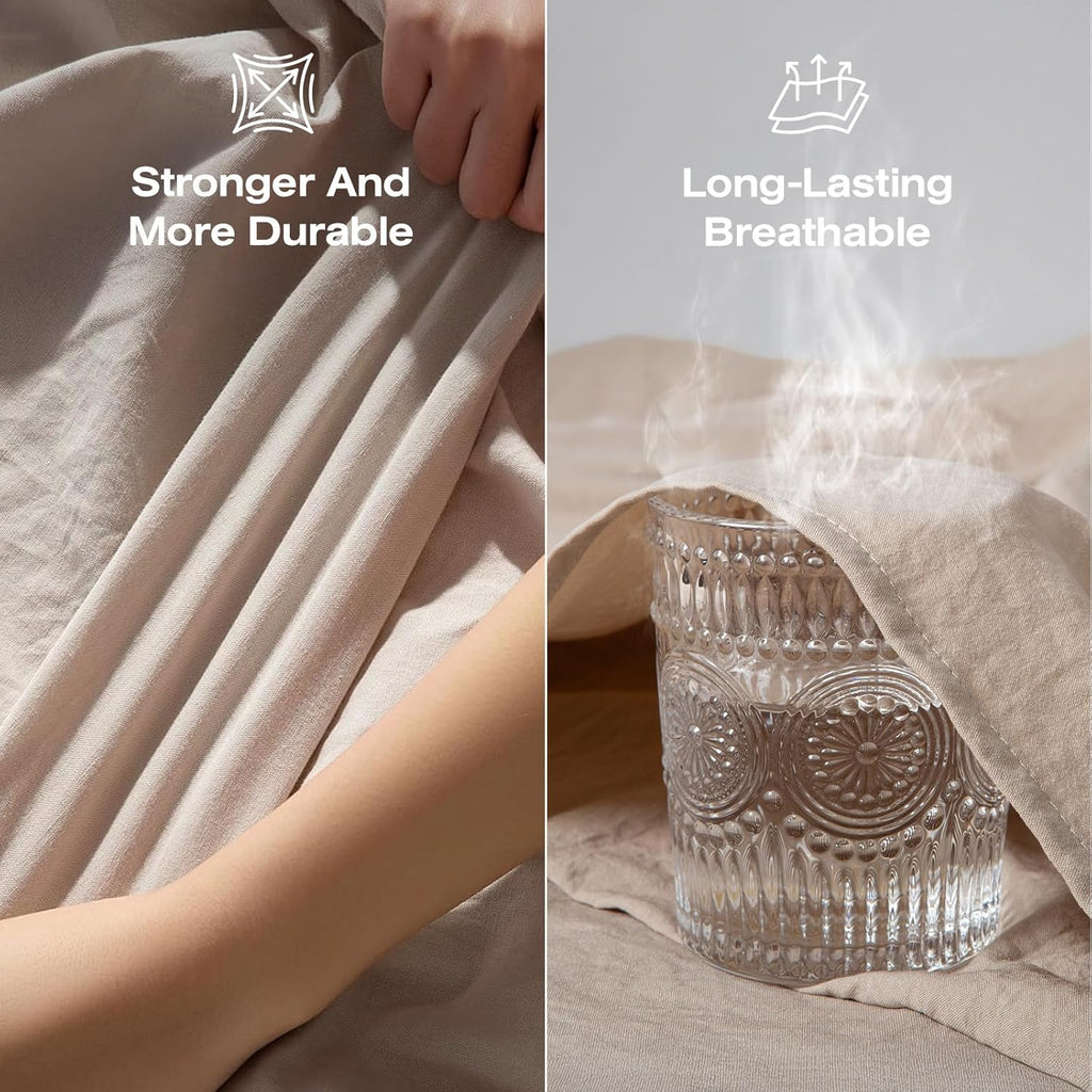 100% Pure Linen Blend Sheets Set-4 Piece