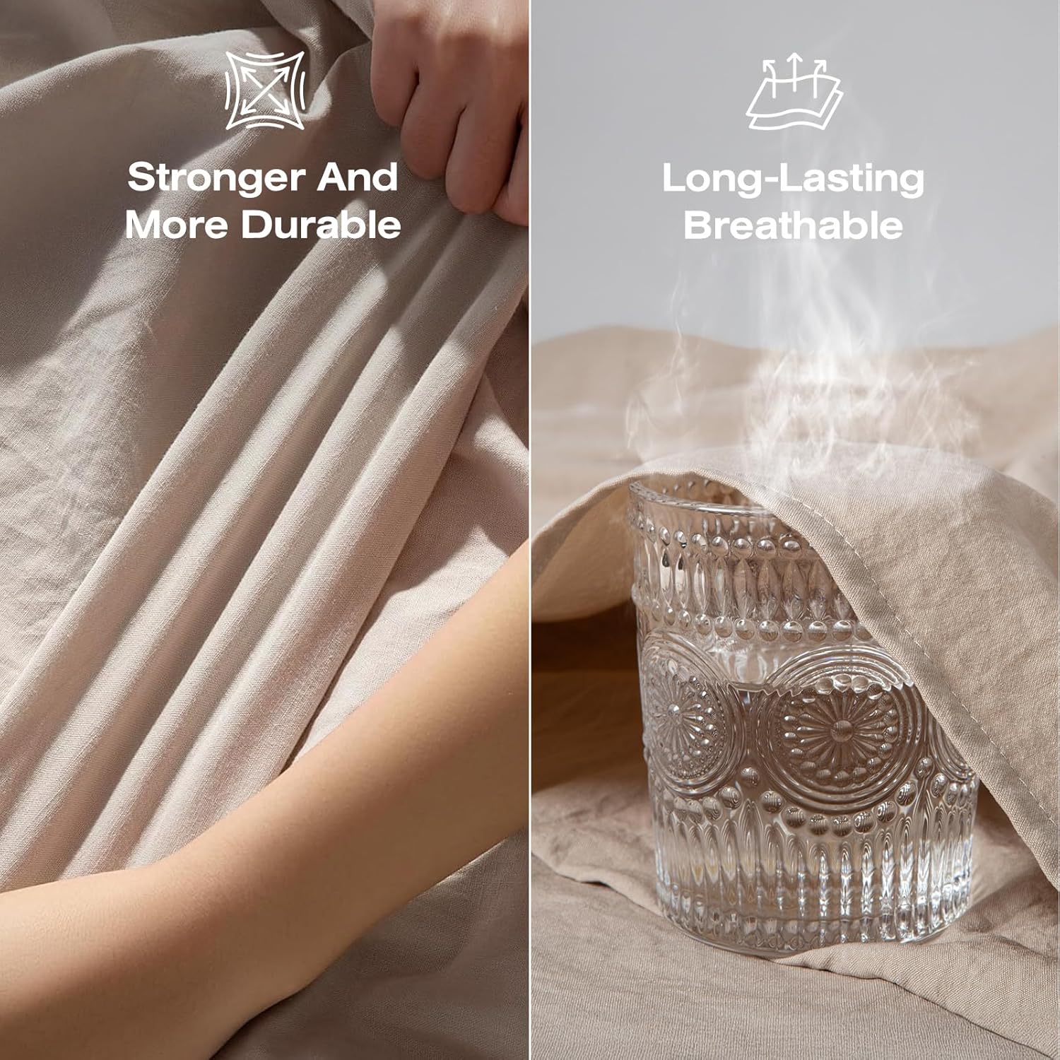 100% Pure Linen Blend Sheets Set-4 Piece
