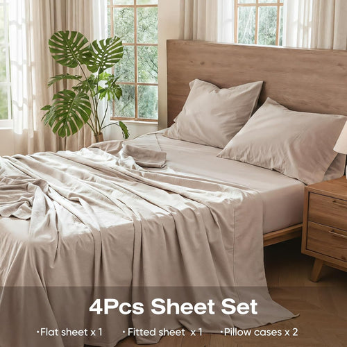 100% Pure Linen Blend Sheets Set-4 Piece